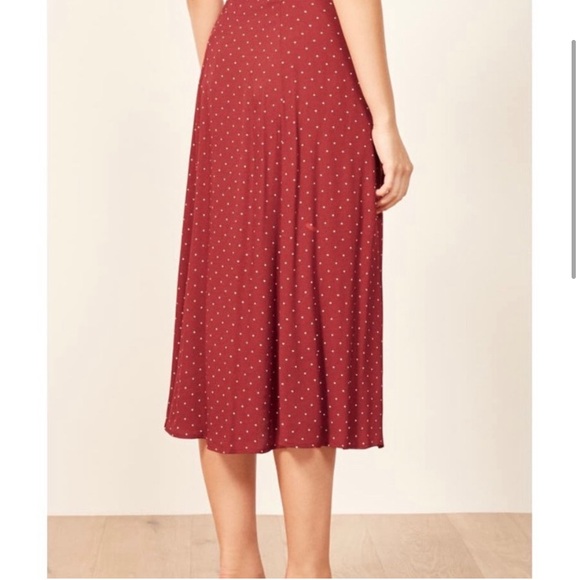 Reformation Red Polka Dot Button Skirt 8P - Picture 2 of 7